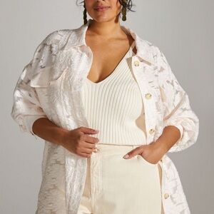 Anthropologie Maeve White Floral Lace Blouse